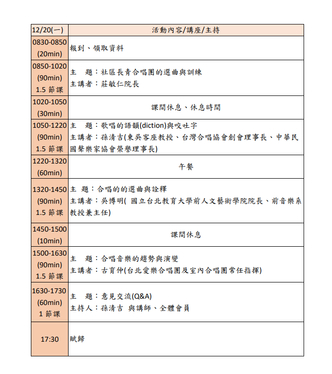 2021年國立彰化美學館合唱研習課程活動內容資訊